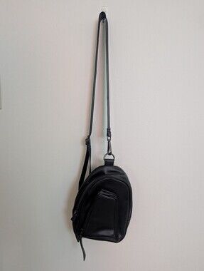 Women's Black Crossbody Sling Bag, Black Faux Leather